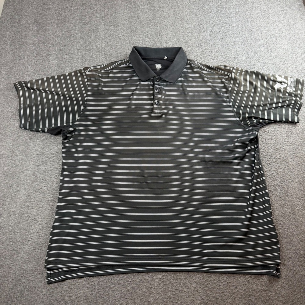 Adidas Golf Polo Shirt‎ Men's XL Black Striped Short Sleeve Lake Travis 938005